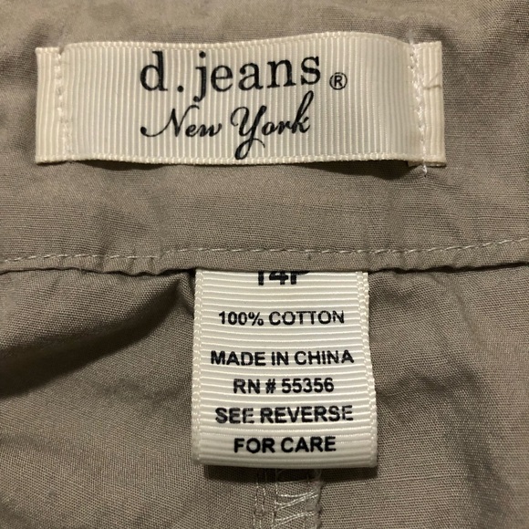 d. jeans Women’s 100% Cotton Drawstring Cargo Capri Khaki Pants 14P - Picture 2 of 9